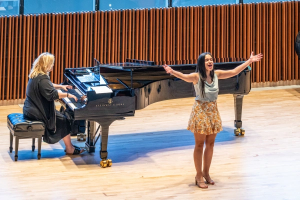 A student giving a vocal performance